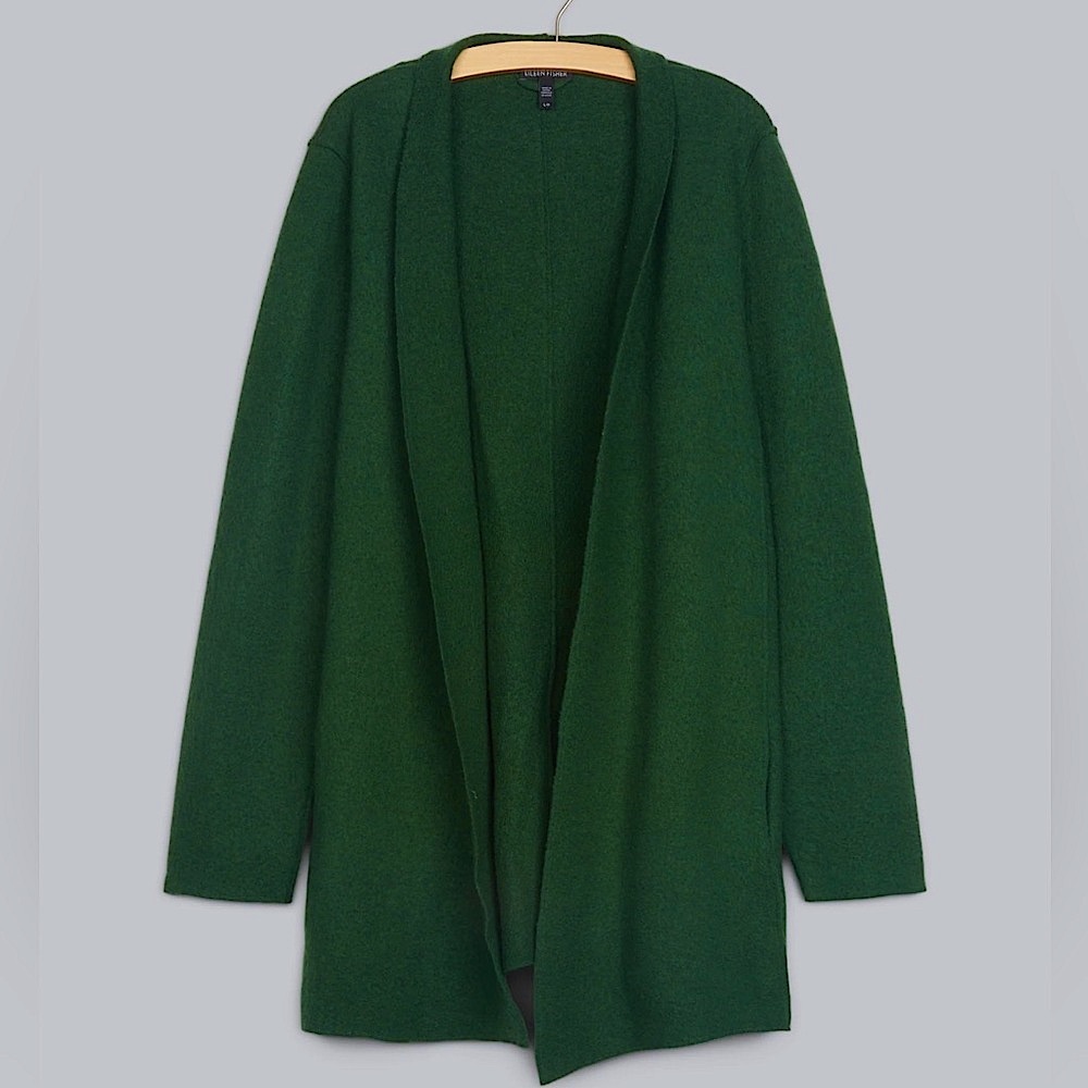 Eileen Fisher Forest Green Open Cardigan